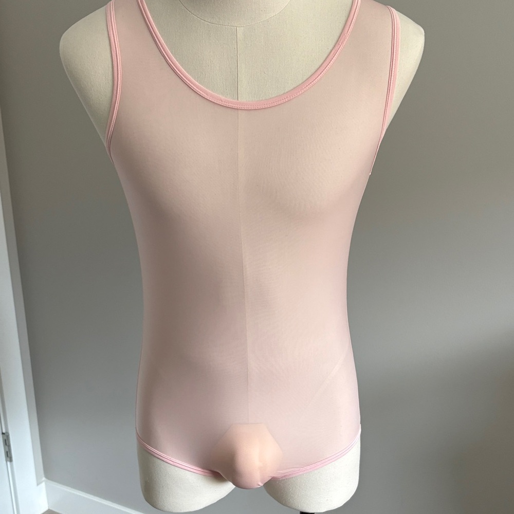 Men's Pink Sleeveless Bodysuit